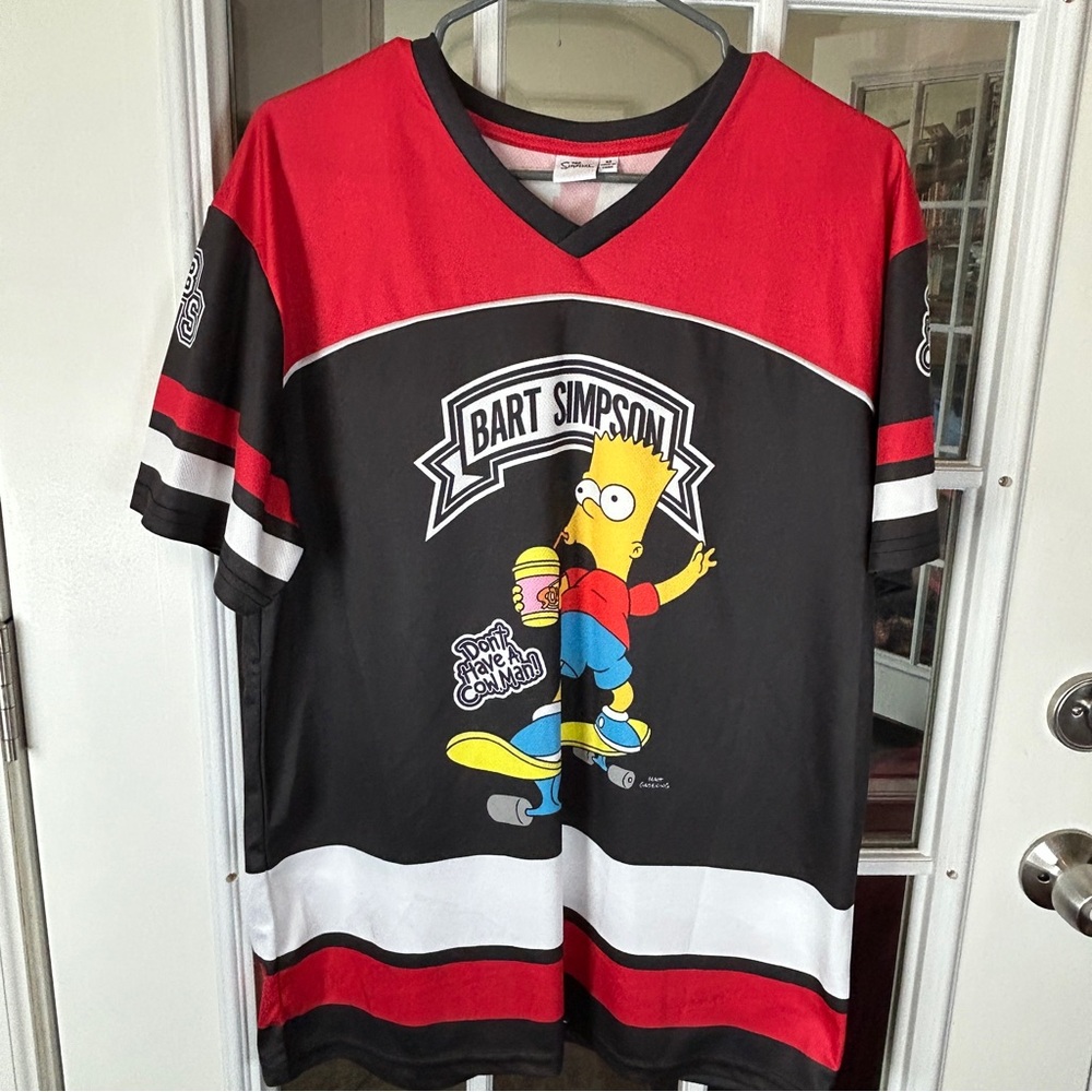 Bart Simpson Graphic Hockey‎ Style Jersey Shirt Mens Size Medium